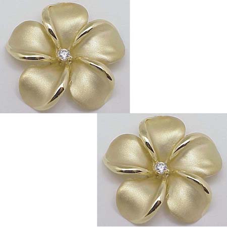14k Gold New Plumeria Earrings